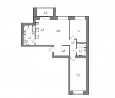 Евро 3-комнатная, 77.2 м²