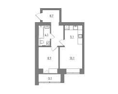 Евро 2-комнатная, 40 м²