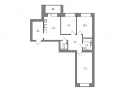 3-комнатная, 76.8 м²