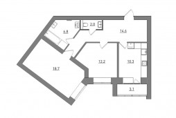 2-комнатная, 67.7 м²