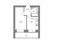 1-комнатная, 40.4 м²