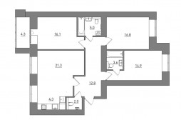 Евро 4-комнатная, 101.1 м²