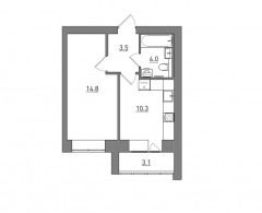 1-комнатная, 35.7 м²