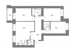 Евро 4-комнатная, 101.1 м²