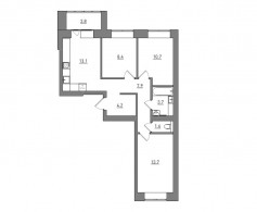 3-комнатная, 67.1 м²