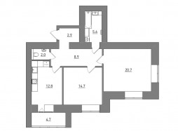 2-комнатная, 72.3 м²