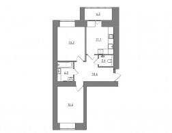 2-комнатная, 60.2 м²