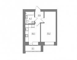 1-комнатная, 36 м²