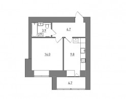 1-комнатная, 39.1 м²