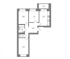 3-комнатная, 67.5 м²