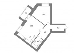 Евро 2-комнатная, 62 м²