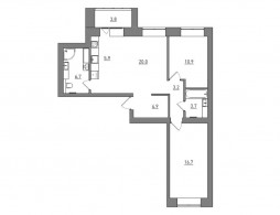 Евро 3-комнатная, 75.8 м²