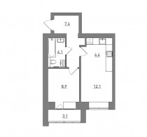 Евро 2-комнатная, 40 м²