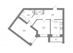 2-комнатная, 67.7 м²