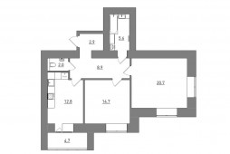 2-комнатная, 72.3 м²