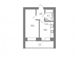 1-комнатная, 40.4 м²