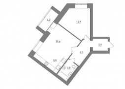 Евро 2-комнатная, 60.9 м²