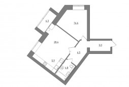 Евро 2-комнатная, 63.5 м²