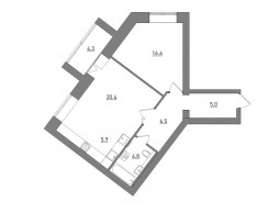 Евро 2-комнатная, 63.5 м²
