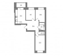 3-комнатная, 65.1 м²