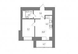 Евро 2-комнатная, 38.9 м²