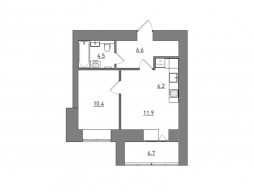 Евро 2-комнатная, 42.3 м²