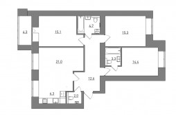Евро 4-комнатная, 97 м²