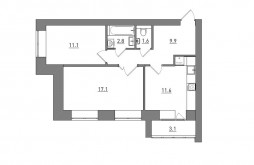 2-комнатная, 57.2 м²
