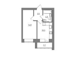 1-комнатная, 35.7 м²