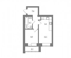 Евро 2-комнатная, 40 м²