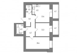Евро 3-комнатная, 78.9 м²