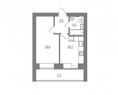 1-комнатная, 40.4 м²