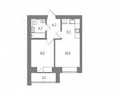 Евро 2-комнатная, 35.2 м²