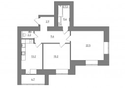 2-комнатная, 76 м²