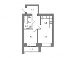 Евро 2-комнатная, 39.2 м²