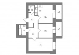 Евро 3-комнатная, 74 м²