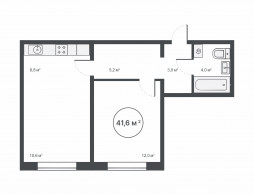 2-комнатная, 41.6 м²