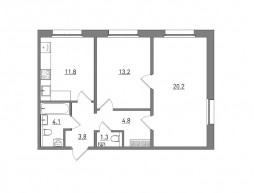 2-комнатная, 59.2 м²