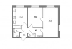 2-комнатная, 59.2 м²