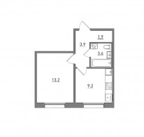 1-комнатная, 31.8 м²