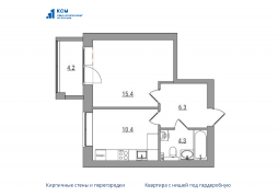 1-комнатная, 40.6 м²
