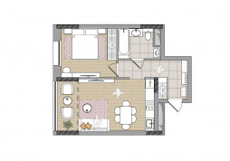 Евро 2-комнатная, 48.8 м²