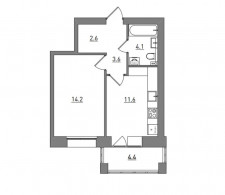 1-комнатная, 40.5 м²