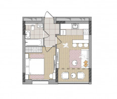 Евро 2-комнатная, 42.2 м²