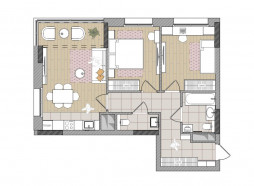 Евро 3-комнатная, 66.2 м²
