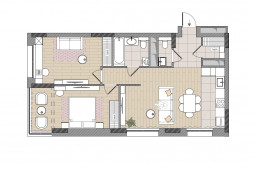3-комнатная, 73.8 м²