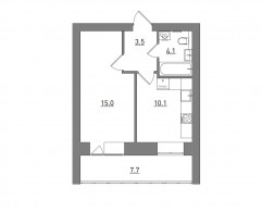 1-комнатная, 40.4 м²