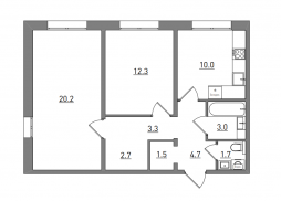 2-комнатная, 59.3 м²