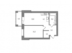 2-комнатная, 51.9 м²